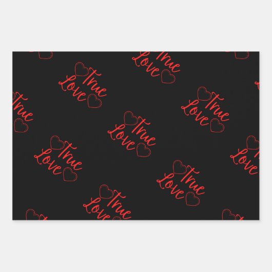 True Love Red Valentine Geschenkpapier Set (Vorderseite 2)