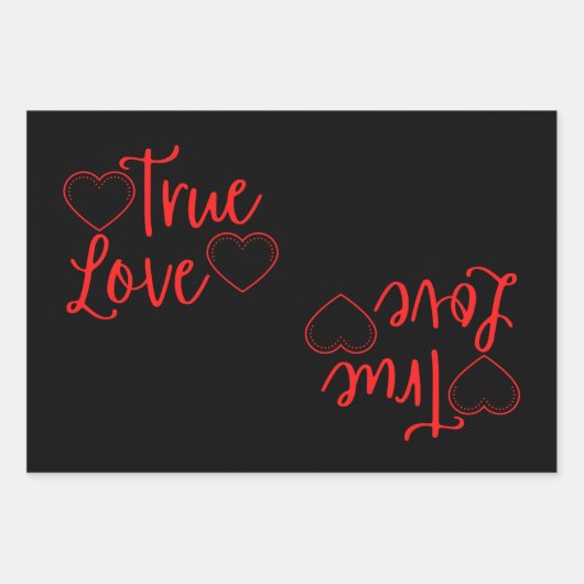 True Love Red Valentine Geschenkpapier Set (Vorderseite)