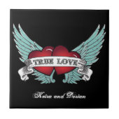 True Love Rockabilly Winged Heart Fliese (Vorderseite)