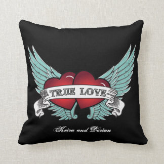 True Love Rockabilly Winged Heart Kissen