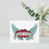 True Love Rockabilly Winged Heart Postkarte (Stehend Vorderseite)