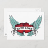 True Love Rockabilly Winged Heart Postkarte (Vorne/Hinten)