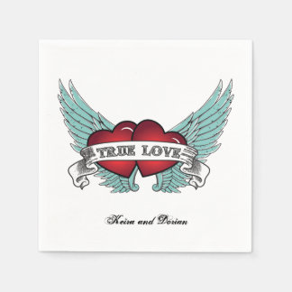 True Love Rockabilly Winged Heart Serviette