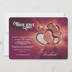 True Love Rose Gold Herzen Hochzeits-Einladung Ankündigung