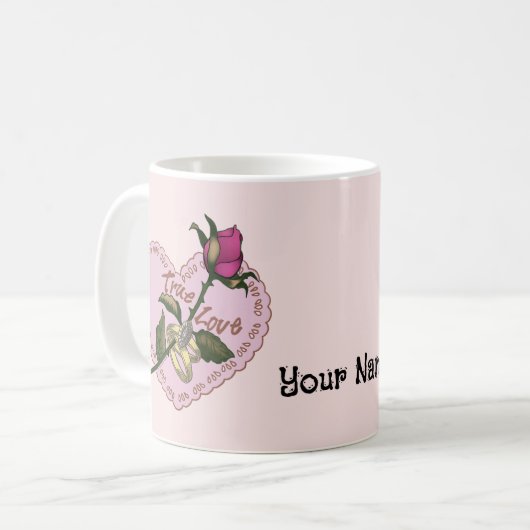 True Love Rose Hochzeit Tasse (Vorderseite Links)