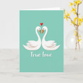 True Love Schwäne Herz Karte (Gelbe Blume)