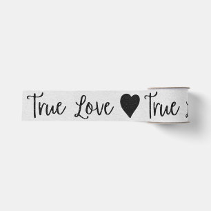 True Love Schwarzes Glitter Valentinstag Grosgrain Ripsband