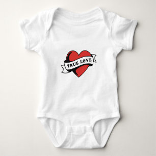 True Love Tattoo Heart Klassisches Romandesign Baby Strampler