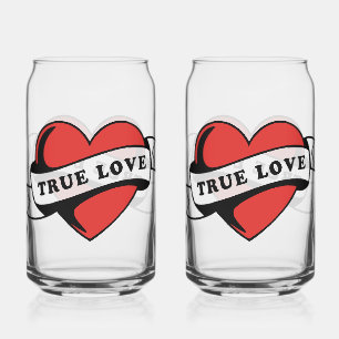 True Love Tattoo Heart Klassisches Romandesign Dosenglas