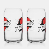 True Love Tattoo Heart | Klassisches Romandesign Dosenglas (Links)