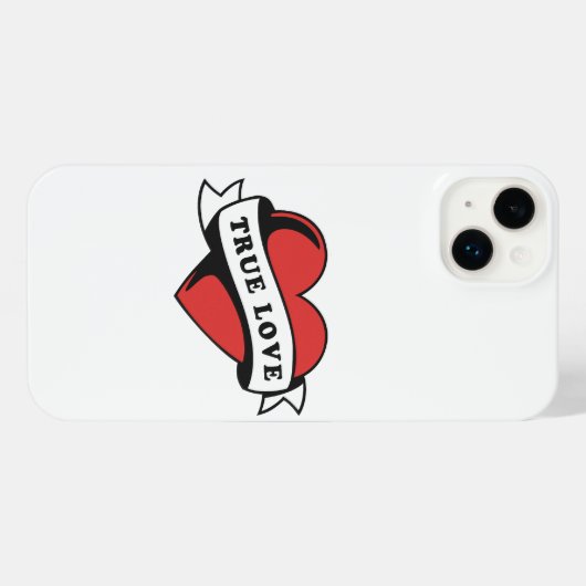 True Love Tattoo Heart | Klassisches Romandesign iPhone Hülle (Rückseite (Horizontal))