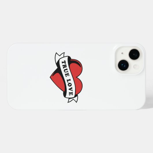 True Love Tattoo Heart | Klassisches Romandesign iPhone Hülle (Rückseite (Horizontal))
