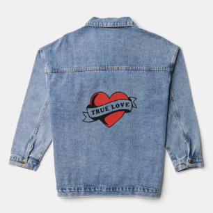 True Love Tattoo Heart   Klassisches Romandesign Jeansjacke