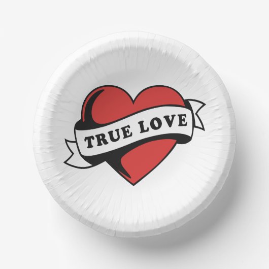 True Love Tattoo Heart | Klassisches Romandesign Pappteller (Vorderseite)