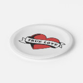 True Love Tattoo Heart | Klassisches Romandesign Pappteller (Schrägansicht)
