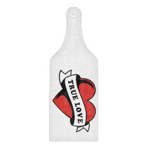True Love Tattoo Heart   Klassisches Romandesign Schneidebrett