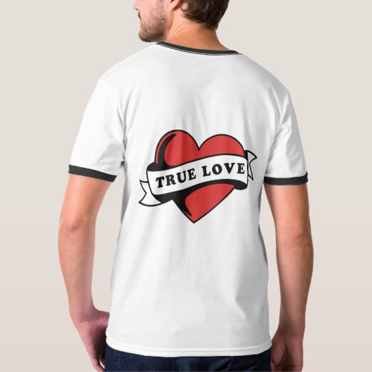 True Love Tattoo Heart | Klassisches Romandesign T-Shirt (Schwarz voll)
