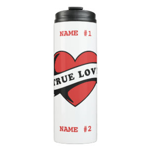 True Love Tattoo Heart Klassisches Romandesign Thermosbecher