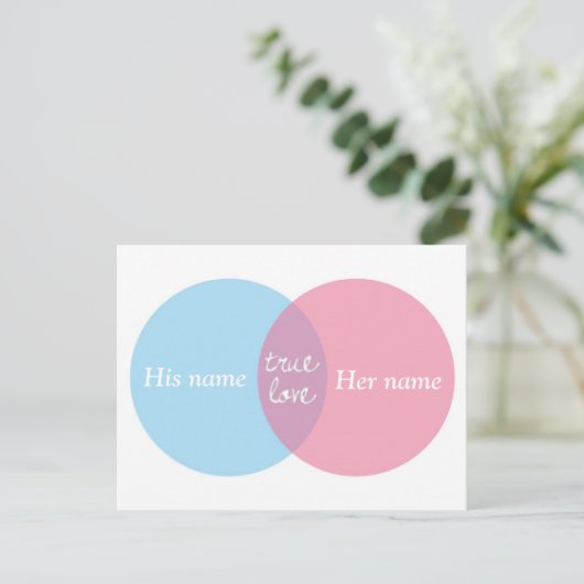 True Love Venn Diagramm Postkarte (Stehend Vorderseite)
