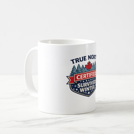 True North Certified — Survived Winter Mug Kaffeetasse (Vorderseite Links)