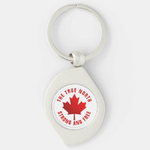 True North Strong and Free Red Maple Leaf Schlüsselanhänger