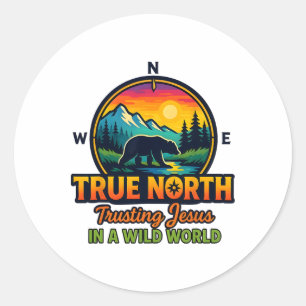 True North Vbs 2025 Jesus vertrauend Wilde christl Runder Aufkleber