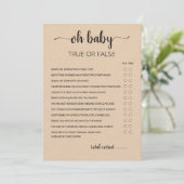 True oder False Game mit Answers Baby Showcard Einladung (Stehend Vorderseite)