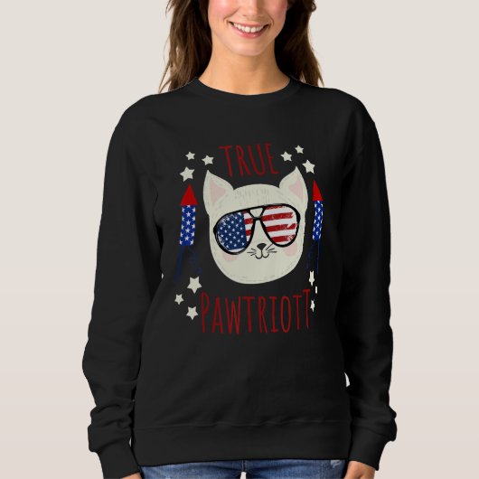 True Pawtriot American Flag July 4th Fireworks Pat Sweatshirt (Vorderseite)