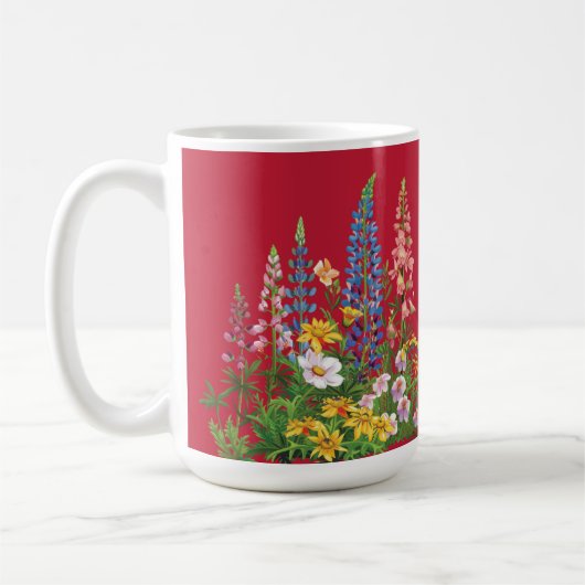 True Red mit Blue Wildblumen Pattern Kaffeetasse (Links)