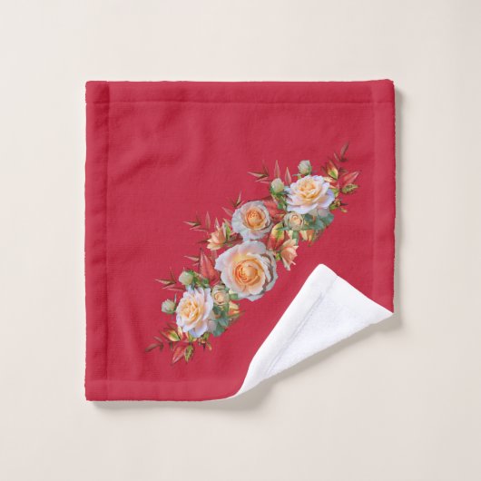 True Red mit Peach-Rose Badhandtuch Set (Waschlappen)