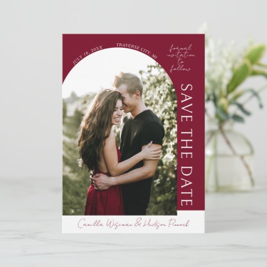 True Simplicity 4 | Burgundy | Save The Date (Stehend Vorderseite)