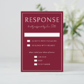 True Simplicity 4 | Burgundy | Wedding RSVP Karte (Stehend Vorderseite)