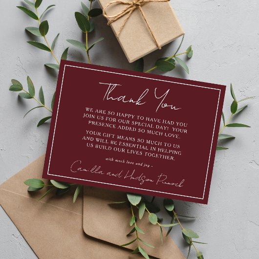 True Simplicity 4 | Deep Burgundy | Thank You Note Dankeskarte