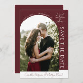 True Simplicity 4 Modern Burgundy Save The Date (Vorne/Hinten)