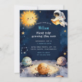 True Space First Trip Around The Sun 1st Birthday Einladung (Vorderseite)