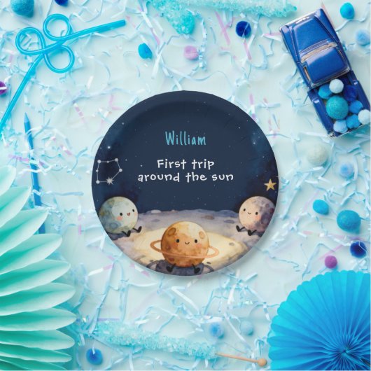 True Space First Trip Around The Sun 1st Birthday Pappteller (Party)