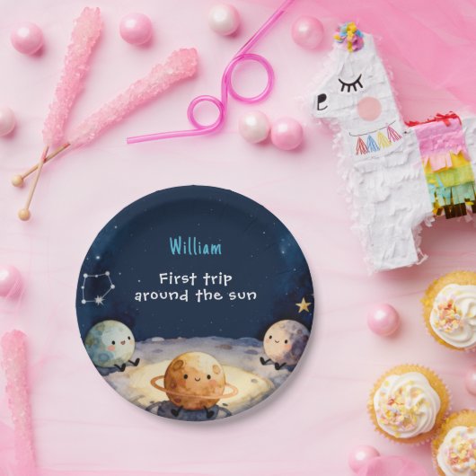 True Space First Trip Around The Sun 1st Birthday Pappteller (Party)