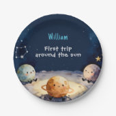 True Space First Trip Around The Sun 1st Birthday Pappteller (Vorderseite)