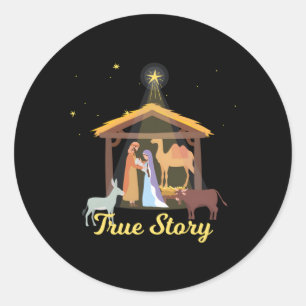 True Story Advent Nativszene North Star Runder Aufkleber