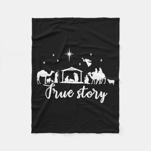 True Story Christmas Gift Religious Nativity Scene Fleecedecke (Vorderseite)