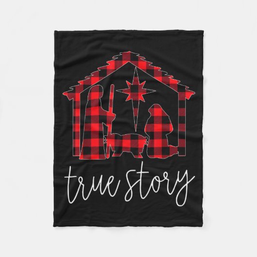 True Story Christmas Manger Nativity Scene Buffalo Fleecedecke (Vorderseite)