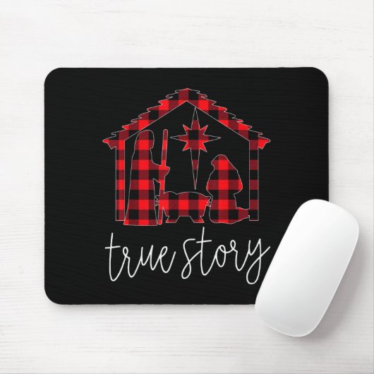 True Story Christmas Manger Nativity Scene Buffalo Mousepad (Mit Mouse)