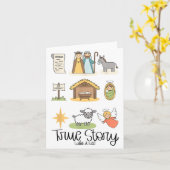 True Story Jesus Nativity Christian Christmas Karte (Gelbe Blume)