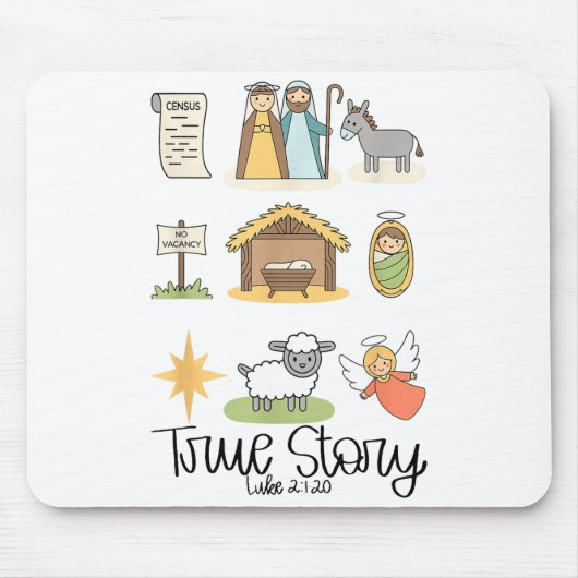 True Story Jesus Nativity Christian Christmas  Mousepad (Vorne)