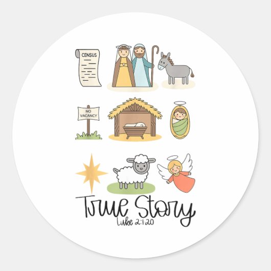 True Story Jesus Nativity Christian Christmas  Runder Aufkleber (Vorderseite)