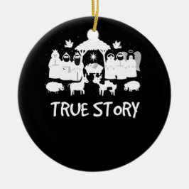 True Story Nativity Christmas Baby Jesus Manger Keramik Ornament