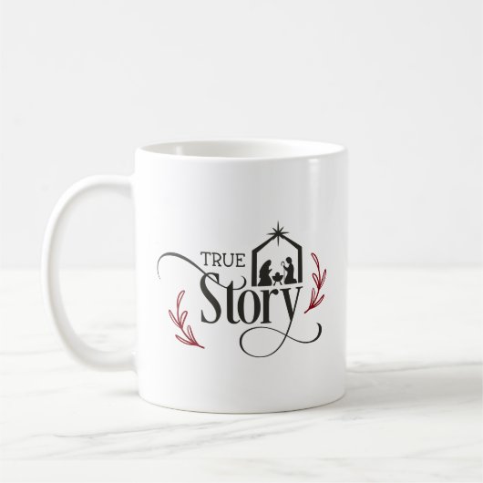 True Story Nativity Weihnachtskaffee-Tasse Kaffeetasse (Links)