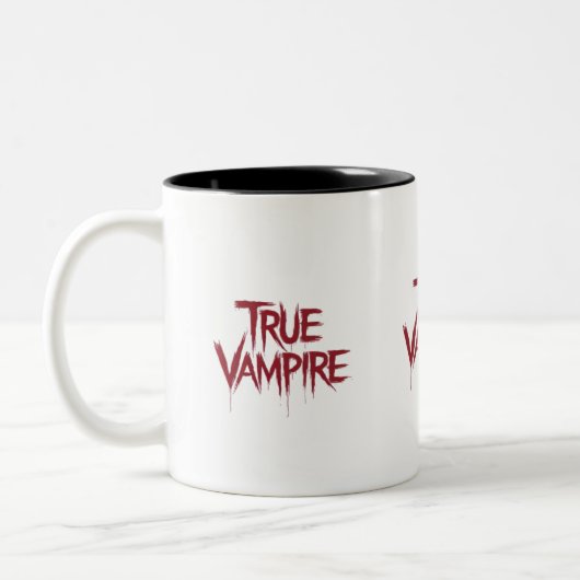 True Vampire Gothic Dripping Blood Text Design Zweifarbige Tasse (Links)