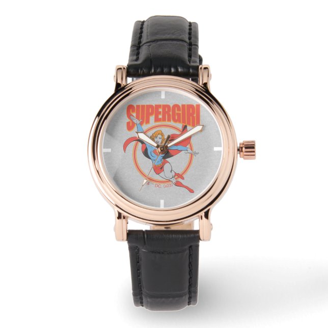 True Vintag Supergirl Flying Graphic Armbanduhr (Vorderseite)