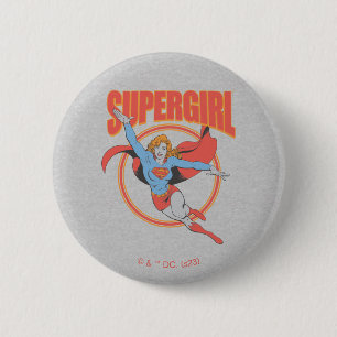 True Vintag Supergirl Flying Graphic Button